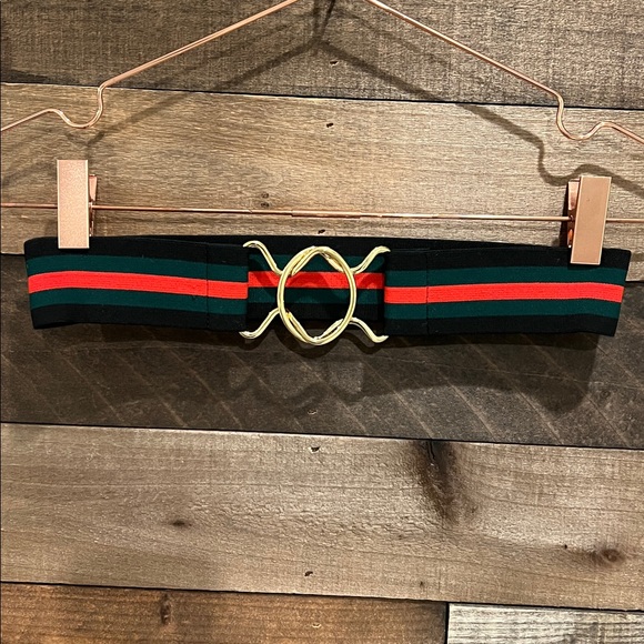 Cavalla Equestrian Accessories - Cavalla Equestrian Stretch Belt in Heritage Stripe Gold Buckle Preppy Rider Belt